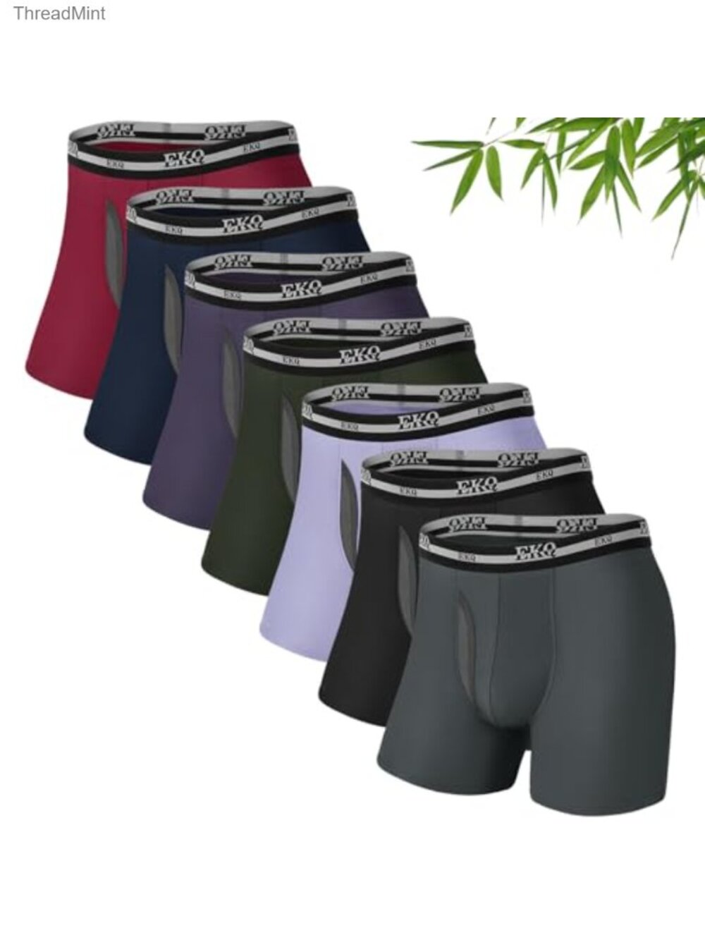 Mens Boxer Briefs 7 Pack Bamboo Rayon Breathable Mesh Fly Tag Free